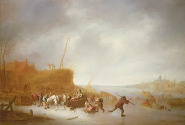 Paesaggio invernale con pattinatori